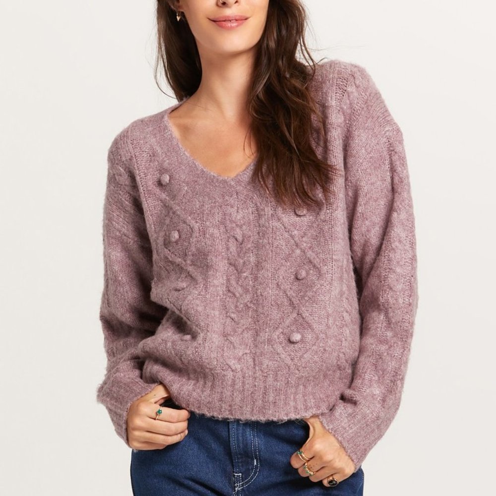 Pom Pom Cable Knit Sweater